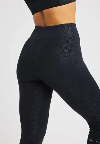 Leo Emboss High Waist Tights, Leo Emboss Black