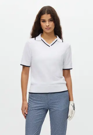Swing Knitted Poloshirt, White/Navy