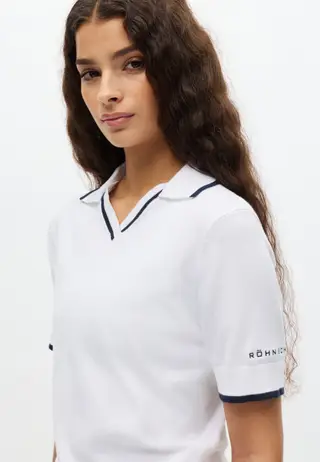 Swing Knitted Poloshirt, White/Navy