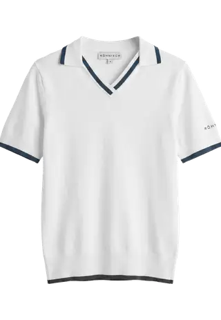 Swing Knitted Poloshirt, White/Navy