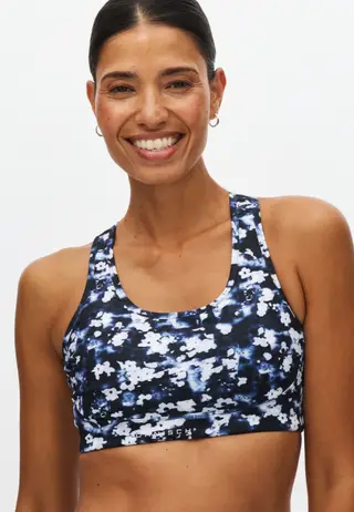 Printed Mesh Sportsbra, Indigo Bloom