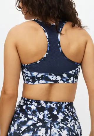 Printed Mesh Sportsbra, Indigo Bloom