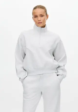 Base Sweat Half Zip, Light Grey Melange