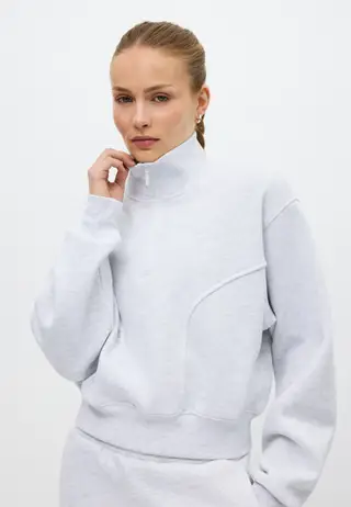 Base Sweat Half Zip, Light Grey Melange