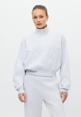 Base Sweat Half Zip, Light Grey Melange