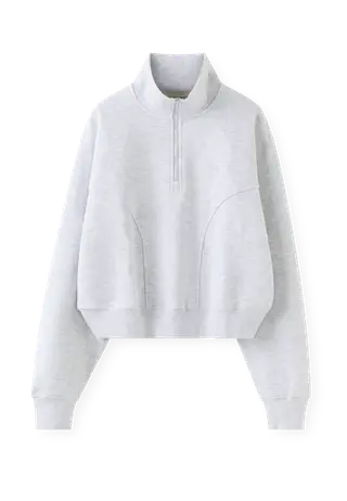 Base Sweat Half Zip, Light Grey Melange