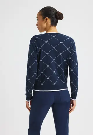 R Logo Cardigan, R Check Navy
