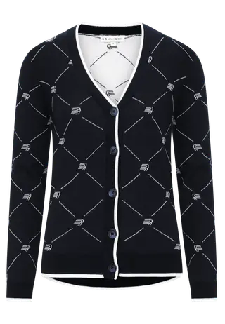 R Logo Cardigan, R Check Navy