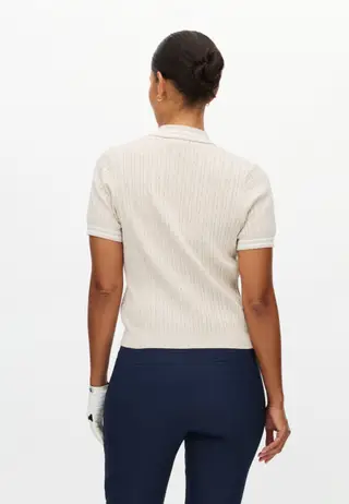 Classic Cable Poloshirt, Oatmeal