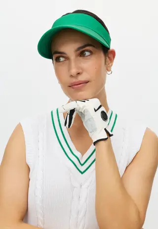 Cotton Cable Vest, White/Green
