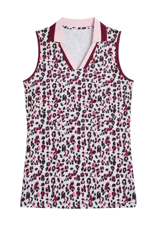 Essential Sleeveless Poloshirt, Leo Pink/Beet