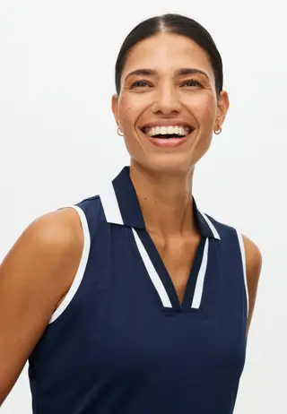 Essential Sleeveless Poloshirt, Navy
