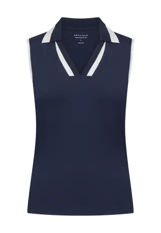 Essential Sleeveless Poloshirt, Navy