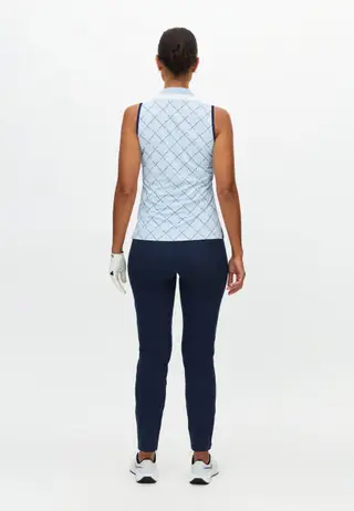 Essential Sleeveless Poloshirt, Micro R Check Skyway