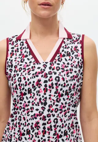 Essential Sleeveless Poloshirt, Leo Pink/Beet