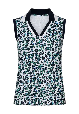 Essential Sleeveless Poloshirt, Leo Blue/Green
