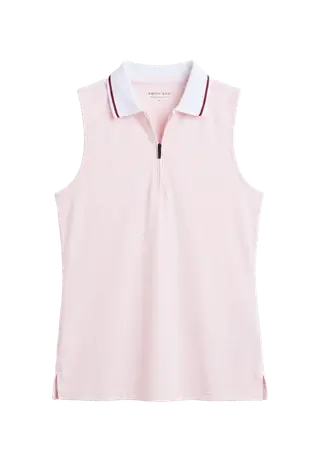 Rib Sleeveless Poloshirt, Cradle Pink