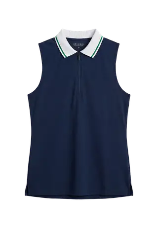 Rib Sleeveless Poloshirt, Navy