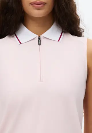Rib Sleeveless Poloshirt, Cradle Pink