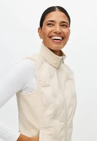 Padded Windbreaker Vest, Oatmeal