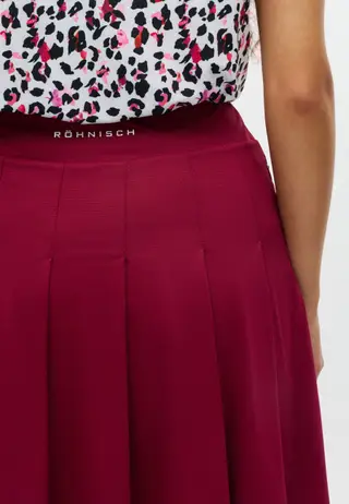Nicky Pleated Long Skort, Beet Red