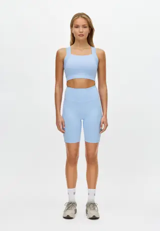 Flattering High Waist Bike Tights, Chambray Blue