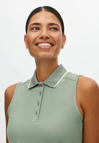Miriam Sleeveless Poloshirt, Lily Pad