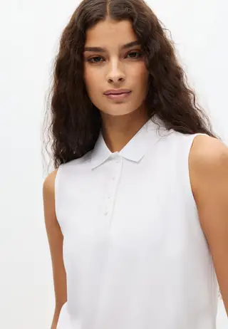 Miriam Sleeveless Poloshirt, Pure White