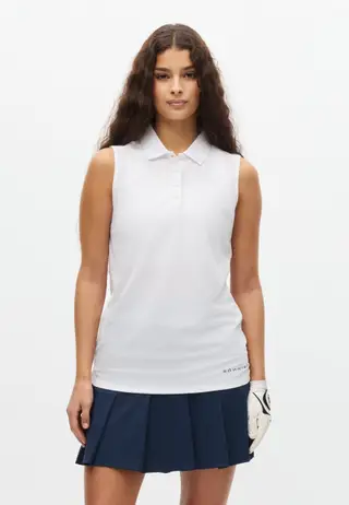 Miriam Sleeveless Poloshirt, Pure White