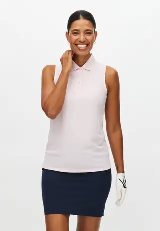 Miriam Sleeveless Poloshirt, Cradle Pink