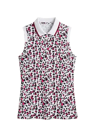 Deni Sleeveless Poloshirt, Leo Pink/Beet