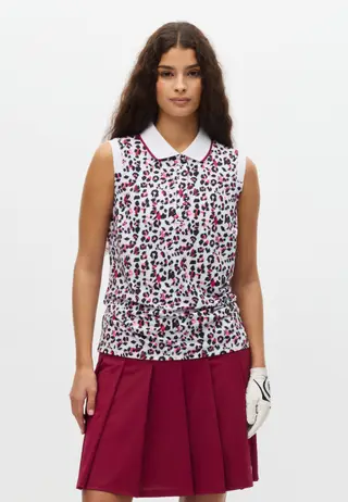 Deni Sleeveless Poloshirt, Leo Pink/Beet