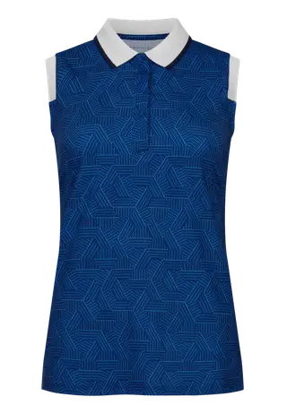 Deni Sleeveless Poloshirt, Hexagon Blue