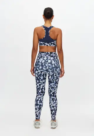 Printed High Waist Tights, Indigo Bloom