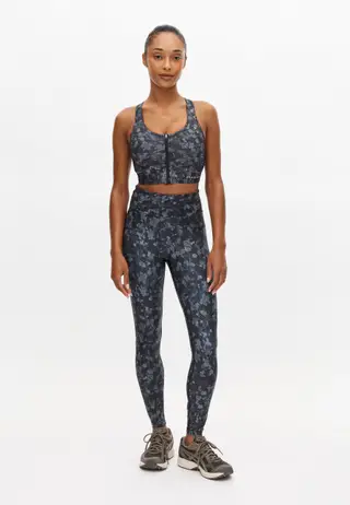 Printed High Waist Tights, Black Bloom