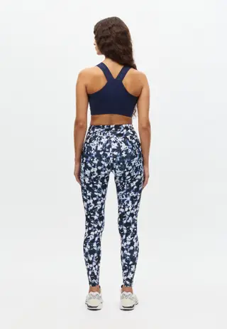 Printed High Waist Tights, Indigo Bloom