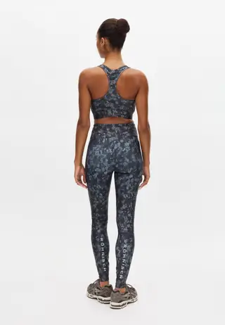 Printed High Waist Tights, Black Bloom