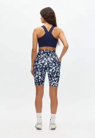 Flattering Printed Bike Tights, Indigo Bloom