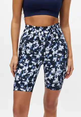 Flattering Printed Bike Tights, Indigo Bloom