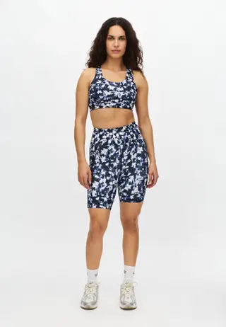 Flattering Printed Bike Tights, Indigo Bloom