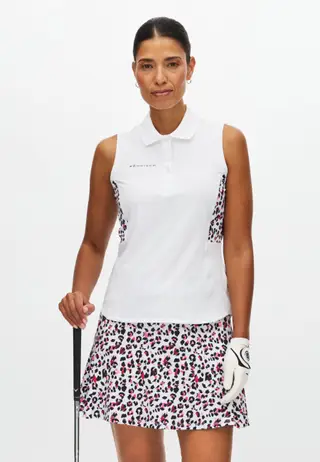 Nicky Sleeveless Poloshirt, Leo Pink/Beet