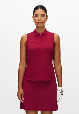 Nicky Sleeveless Poloshirt, Beet Red