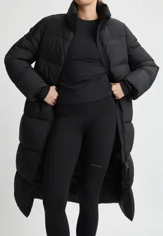 Pebble Drawstring Coat, Black