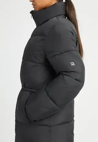 Pebble Drawstring Coat, Black