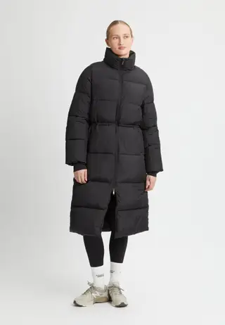 Pebble Drawstring Coat, Black
