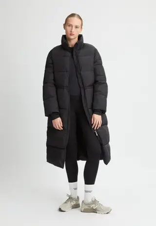 Pebble Drawstring Coat, Black