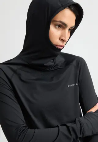 Jacquard Hood Long Sleeve, Black