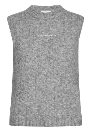 Ina Knitted Vest, Grey Melange