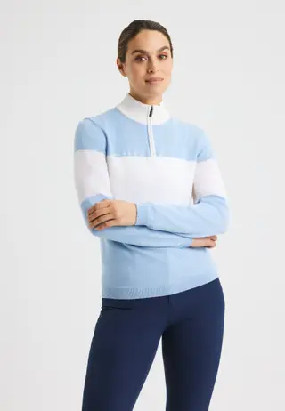 Kora Knitted Half Zip, Dove Blue