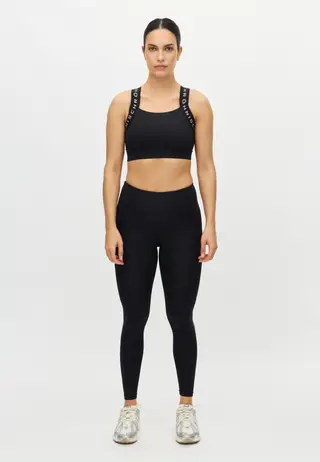 Logo High Waist Tights, Black